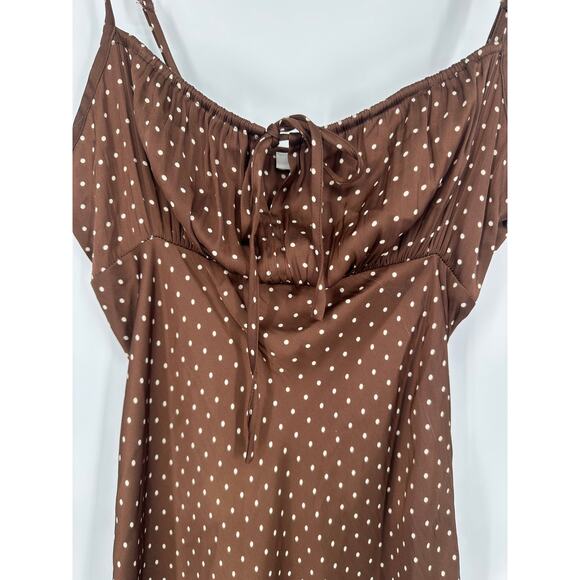Ciao Lucia Leo Satin Slip Dress Polka Dot Keyhole Tie Front Spaghetti Strap Midi - Picture 10 of 15
